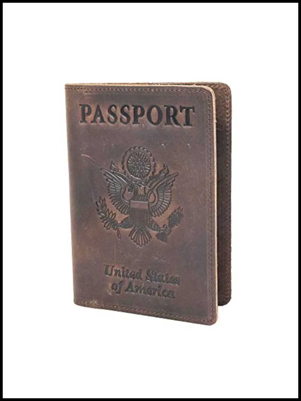 Genuine Crazy Horse Leather RFID Blocking Passport Holder Travel Wallet